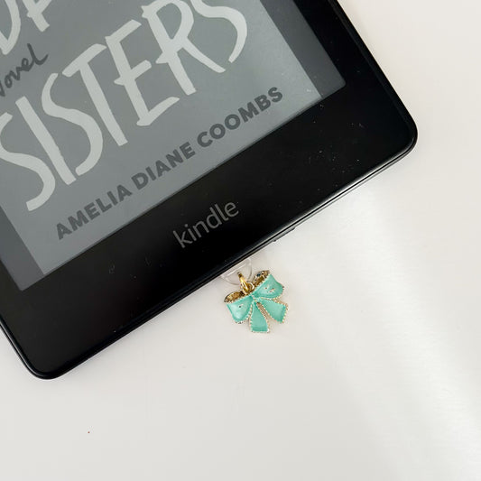 Mint Bow Charm • Kindle Charm, Dust Plug