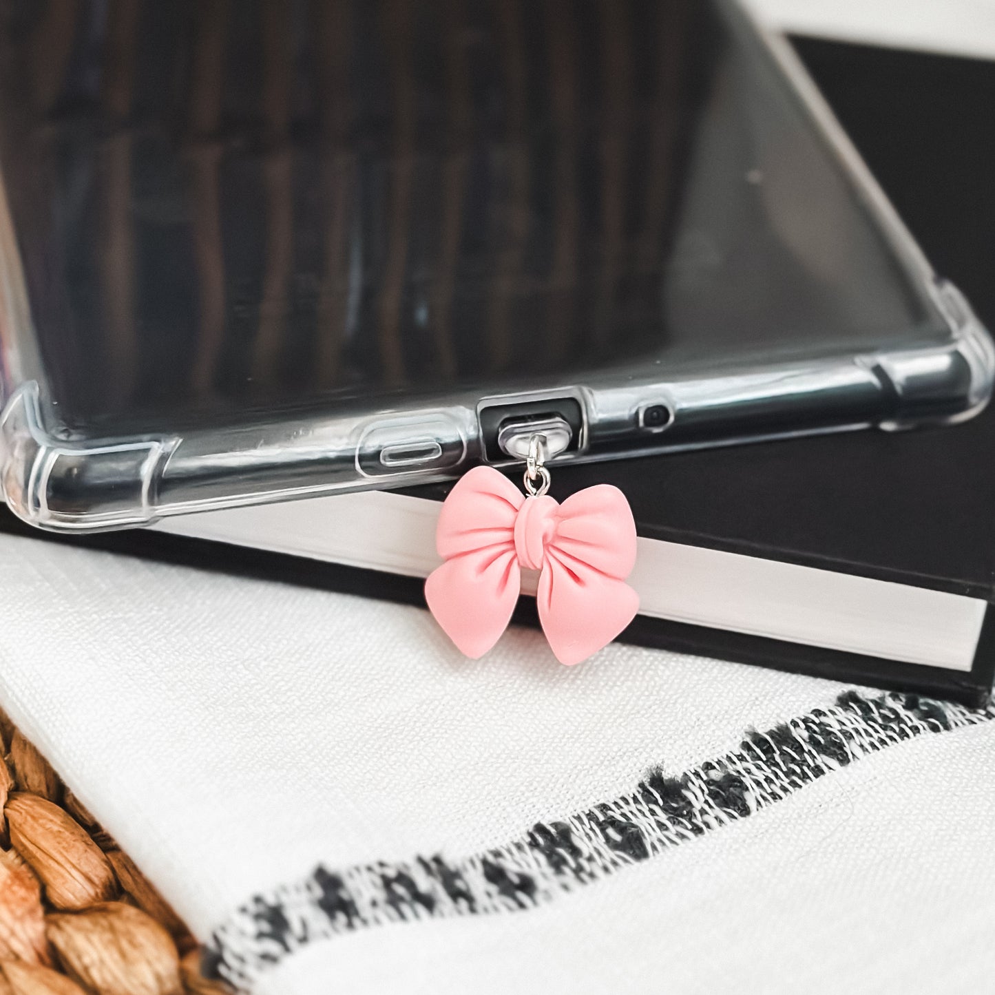 Pink Bow Charm • Kindle Charm, Dust Plug