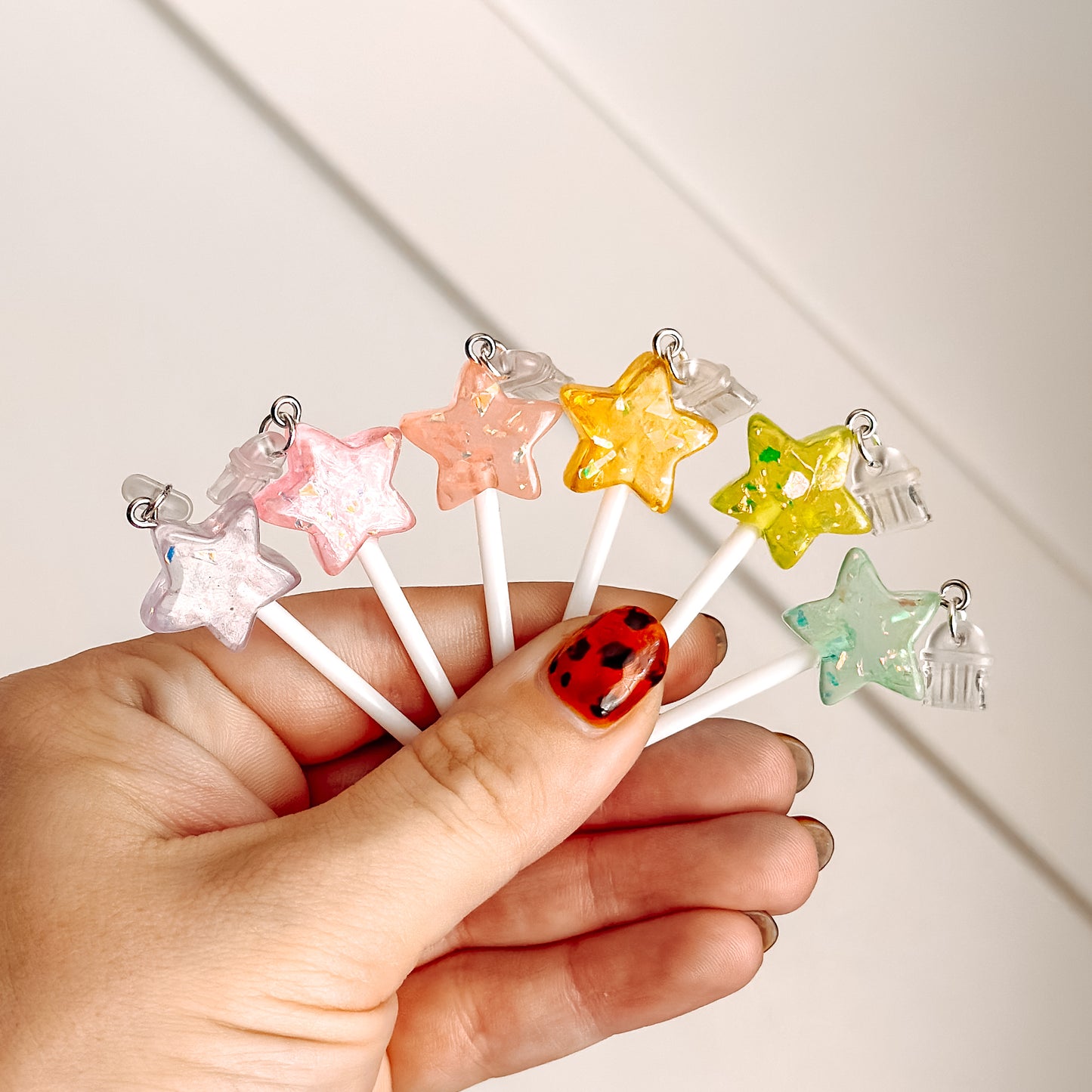 Glitter Star Lollipop Charm • Kindle Charm, Dust Plug