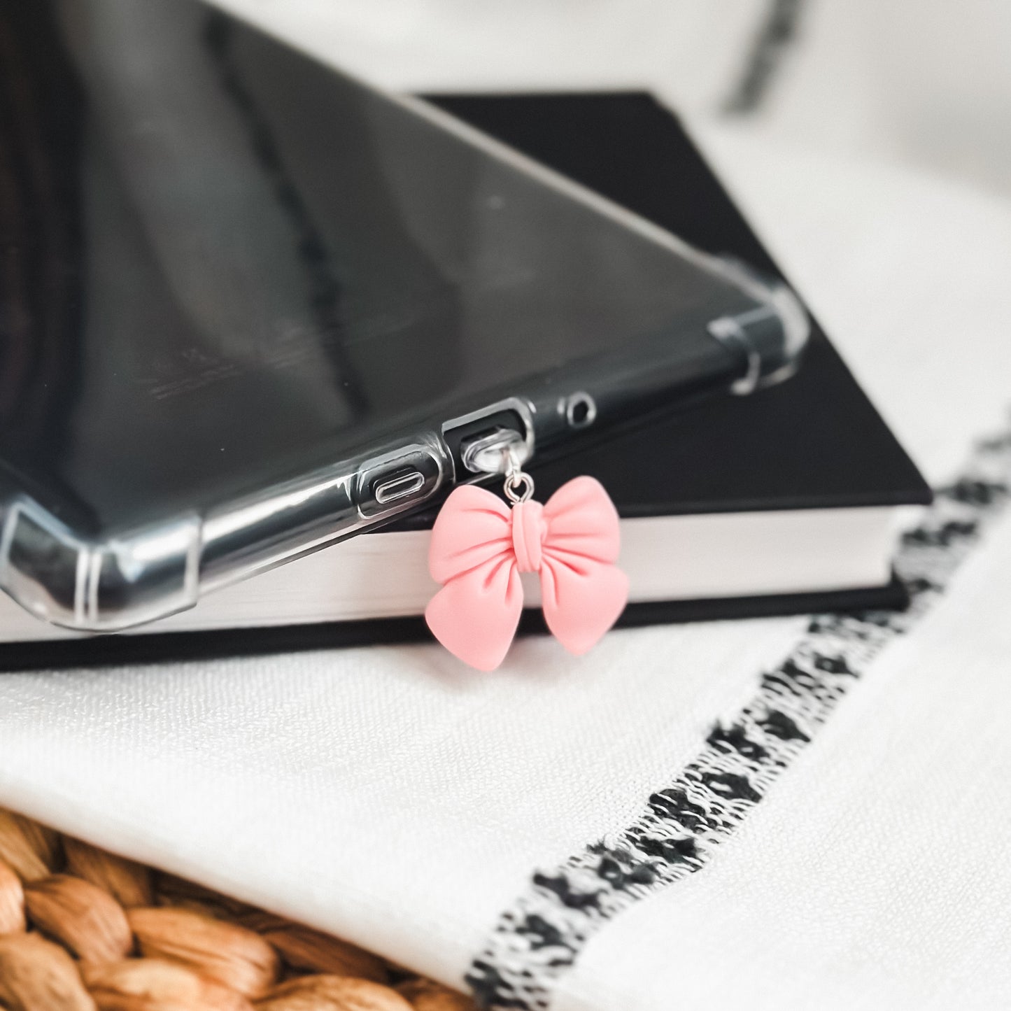 Pink Bow Charm • Kindle Charm, Dust Plug